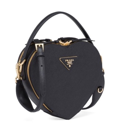 Prada Odette Heart Bag In Black Saffiano Leather IAMBS242121