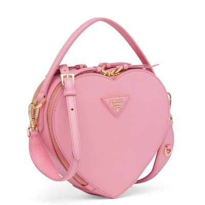 Prada Odette Heart Bag In Pink Saffiano Leather IAMBS242122