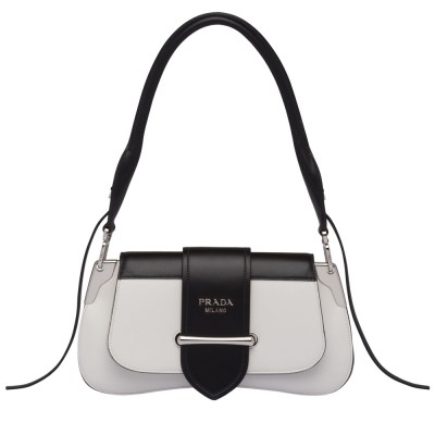 Prada Sidonie Shoulder Bag In Black/White Leather IAMBS242216