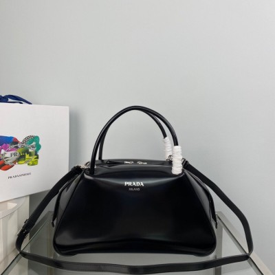 Prada Supernova Medium Handbag In Black Brushed Leather IAMBS242237
