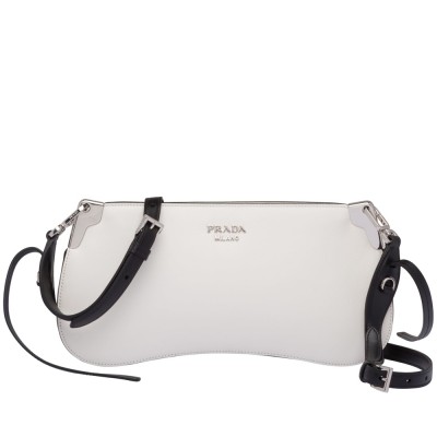 Prada White Sidonie Leather Shoulder Bag IAMBS242222
