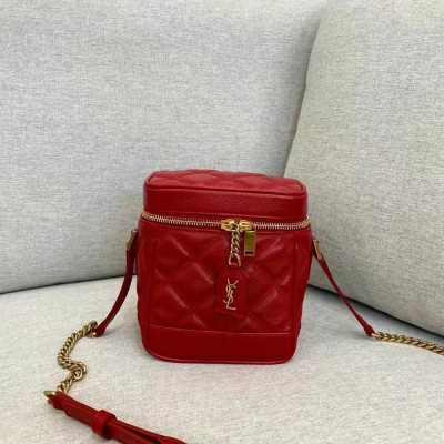 Saint Laurent 80's Vanity Bag In Red Quilted Grained Leather IAMBS242703