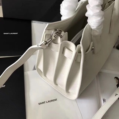 Saint Laurent Baby Sac de Jour Souple Bag In White Grained Leather IAMBS242585