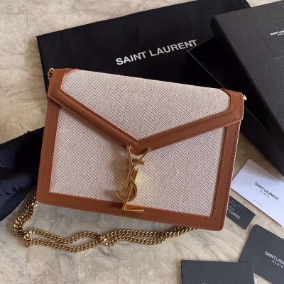 Saint Laurent Cassandra Clasp Bag In Beige Canvas IAMBS242350
