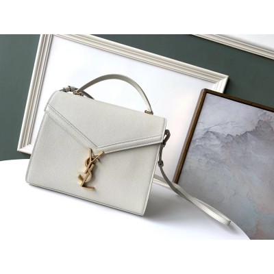 Saint Laurent Cassandra Medium Bag In White Grained Leather IAMBS242363