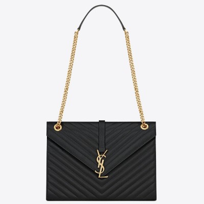 Saint Laurent Envelope Large Bag In Black Quilted Leather IAMBS242396