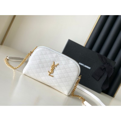 Saint Laurent Gaby Zipped Pouch in White Quilted Lambskin IAMBS242578