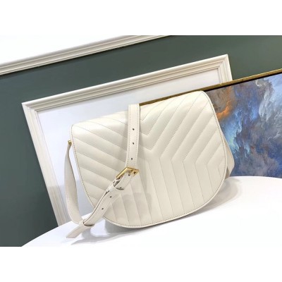 Saint Laurent Joan Satchel Bag In White Quilted Leather IAMBS242606