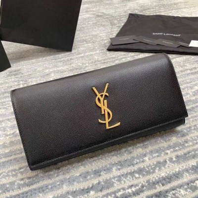 Saint Laurent Kate Clutch In Black Grained Leather IAMBS242448