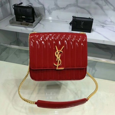 Saint Laurent Large Vicky Bag In Red Patent Leather IAMBS242708
