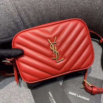 Saint Laurent Lou Belt Bag In Red Matelasse Leather IAMBS242491