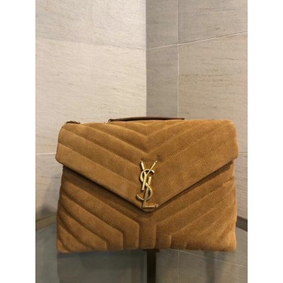 Saint Laurent Loulou Medium Bag In Brown Suede Leather IAMBS242505