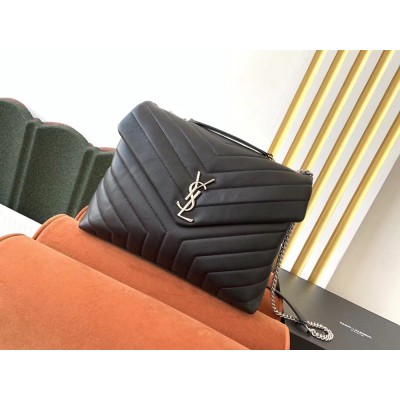 Saint Laurent Loulou Medium Bag In Noir Matelasse Leather IAMBS242506