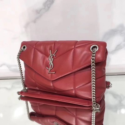 Saint Laurent Loulou Puffer Small Bag In Red Lambskin IAMBS242518