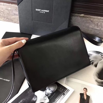 Saint Laurent Medium Bellechasse Bag In Black Leather And Taupe Suede IAMBS242637