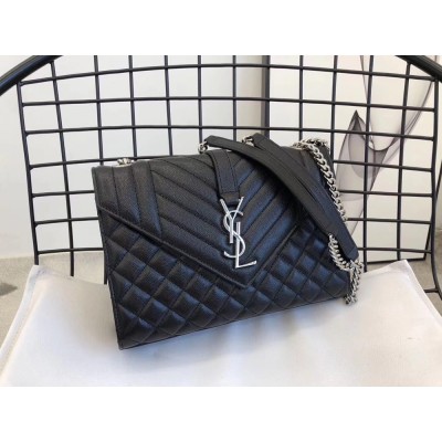 Saint Laurent Medium Envelope Bag In Noir Grained Leather IAMBS242410