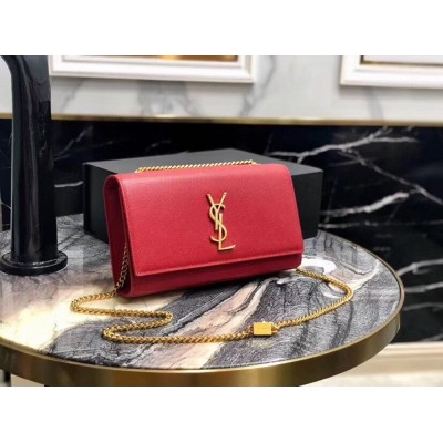 Saint Laurent Medium Kate Bag In Red Grained Leather IAMBS242457