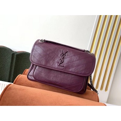 Saint Laurent Medium Niki Bag In Prunia Crinkled Leather IAMBS242556