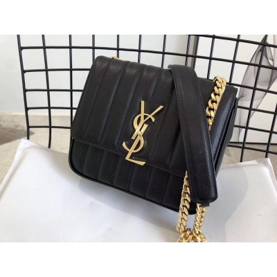 Saint Laurent Medium Vicky Bag In Black Grained Leather IAMBS242709