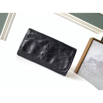 Saint Laurent Niki Large Wallet In Black Crinkled Vintage Leather IAMBS242728