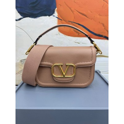 Valentino Alltime Shoulder Bag in Beige Grained Leather IAMBS242897