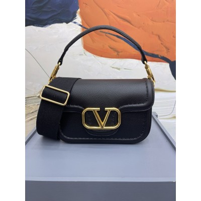 Valentino Alltime Shoulder Bag in Black Grained Leather IAMBS242898