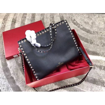 Valentino Black Medium Rockstud Top Handle Bag IAMBS242965