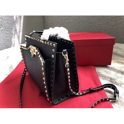 Valentino Black Small Rockstud Top Handle Bag IAMBS242967