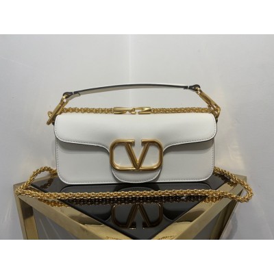 Valentino Loco Large Shoulder Bag In White Calfskin IAMBS242835
