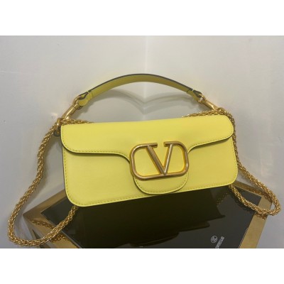 Valentino Loco Large Shoulder Bag In Yellow Calfskin IAMBS242836