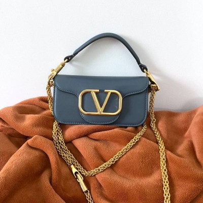 Valentino Loco Small Shoulder Bag In Blue Calfskin IAMBS242838