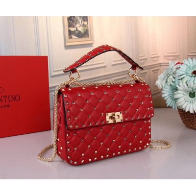 Valentino Medium Rockstud Spike Chain Red Bag IAMBS242792