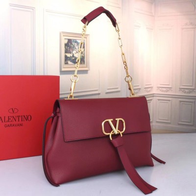 Valentino Medium VRing Chain Bag In Bordeaux Grainy Calfskin IAMBS242795