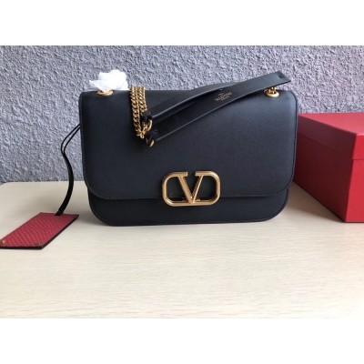 Valentino Medium Vlock Shoulder Bag In Black Calfskin IAMBS242907