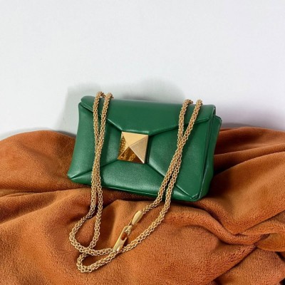 Valentino One Stud Chain Bag In Green Nappa Leather IAMBS242800