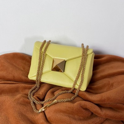 Valentino One Stud Chain Bag In Yellow Nappa Leather IAMBS242802
