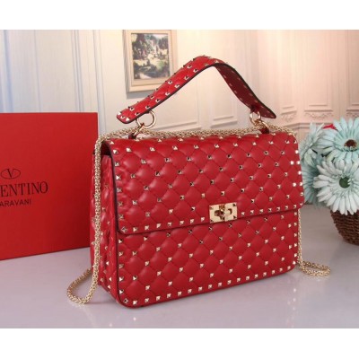 Valentino Red Large Free Rockstud Spike Chain Bag IAMBS242803