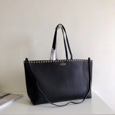 Valentino Rockstud Large Shopping Bag In Black Leather IAMBS242864