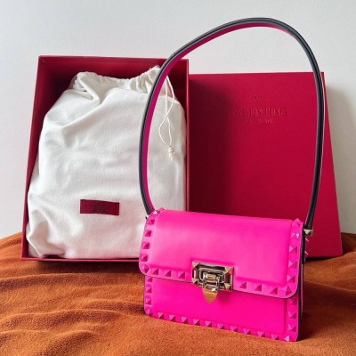 Valentino Rockstud23 Small Shoulder Bag in Pink Calfskin IAMBS242913