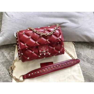 Valentino Small Candystud Crossbody Bag In Red Lambskin IAMBS242779