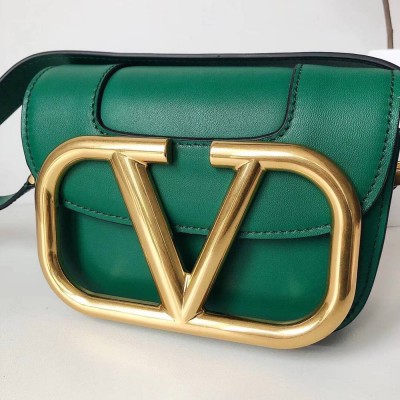 Valentino Small Supervee Crossbody Bag In Green Leather IAMBS242955