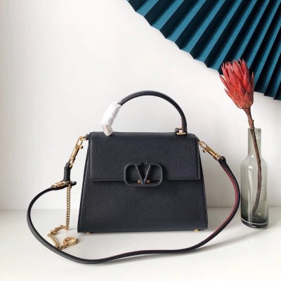Valentino Small Vsling Handbag In Black Grainy Calfskin IAMBS243007