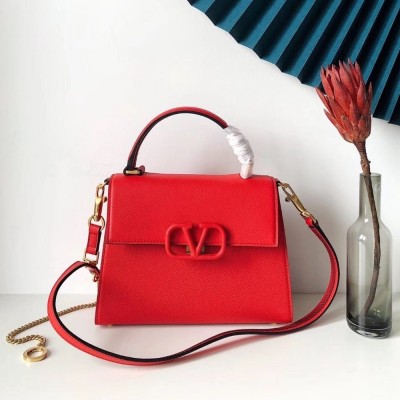 Valentino Small Vsling Handbag In Red Grainy Calfskin IAMBS243009