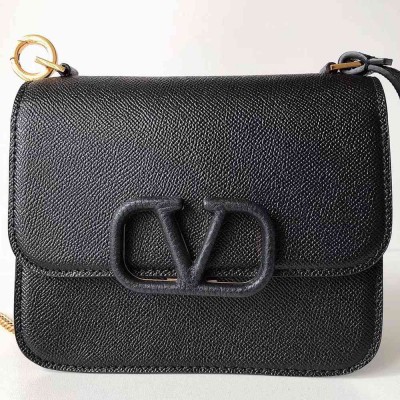 Valentino Small Vsling Shoulder Bag In Black Grainy Leather IAMBS242998