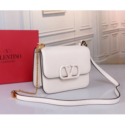 Valentino Small Vsling Shoulder Bag In White Calfskin IAMBS243002