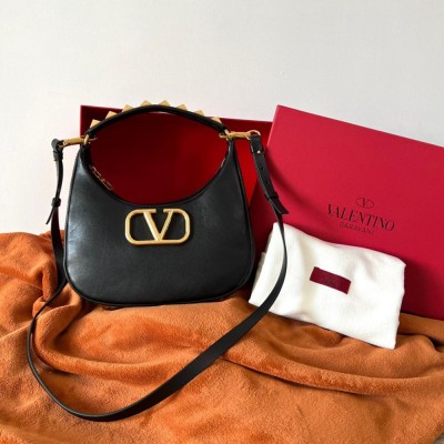 Valentino Stud Sign Hobo Bag In Black Calfskin IAMBS242820