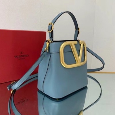 Valentino Supervee Top Handle Bag In Blue Calfskin IAMBS242978