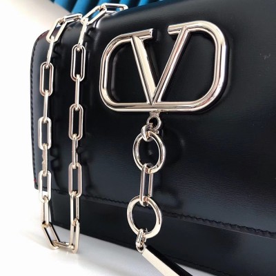 Valentino Vcase Small Chain Bag In Black Calfskin IAMBS242992