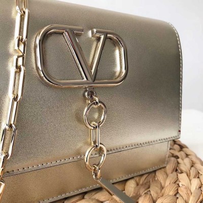 Valentino Vcase Small Chain Bag In Gold Metallic Lambskin IAMBS242993