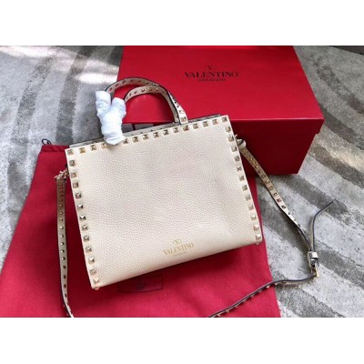 Valentino White Small Rockstud Top Handle Bag IAMBS242870